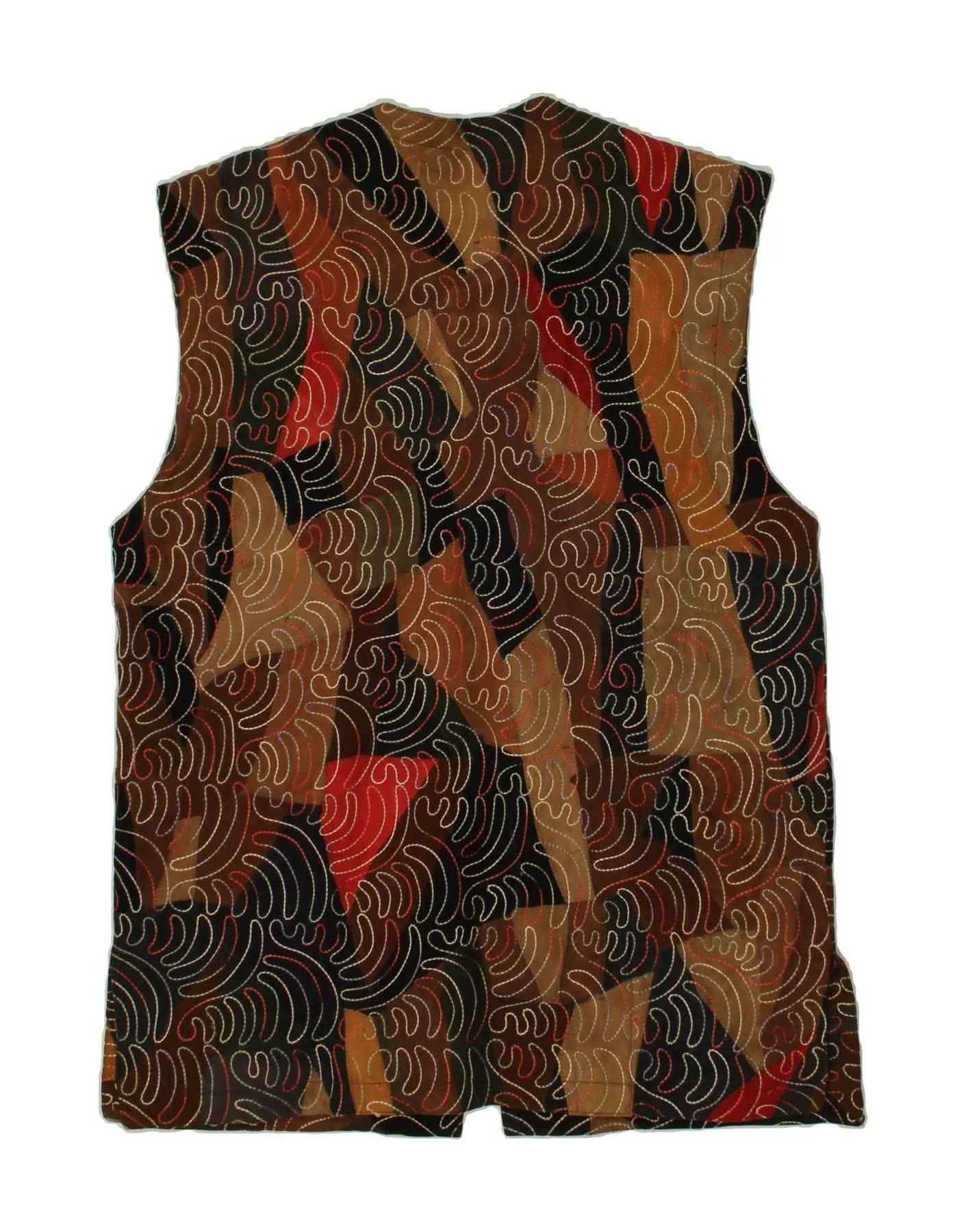 COPACABANA Womens Leather Gilet EU 44 XL Multicoloured Patchwork Leather