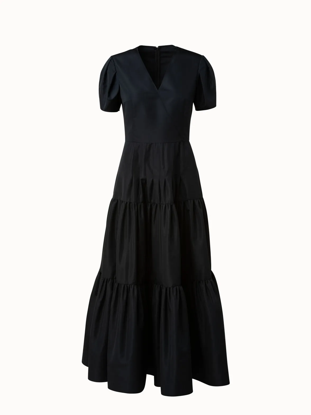 Elegant Taffeta Maxi Dress With Puff Sleeve