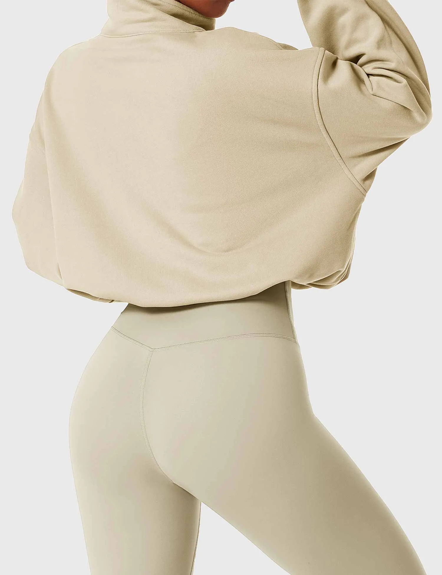 Half Zip High Neck Crop Sweatshirt