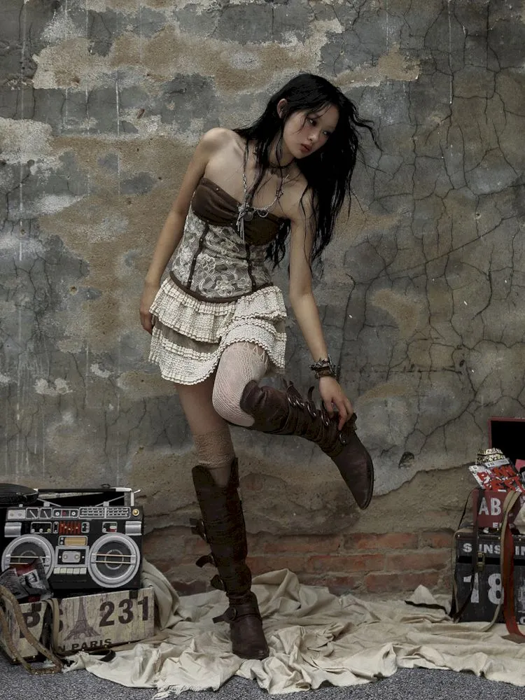 Leather Wrap Slim Cake Dress【s0000009753】