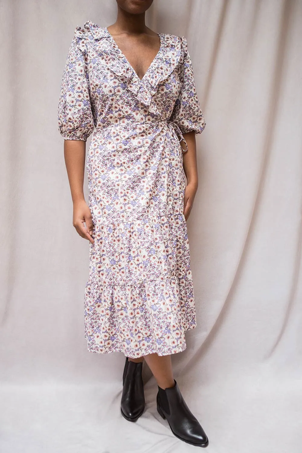 Myane | Floral Wrap Dress w/ Ruffles