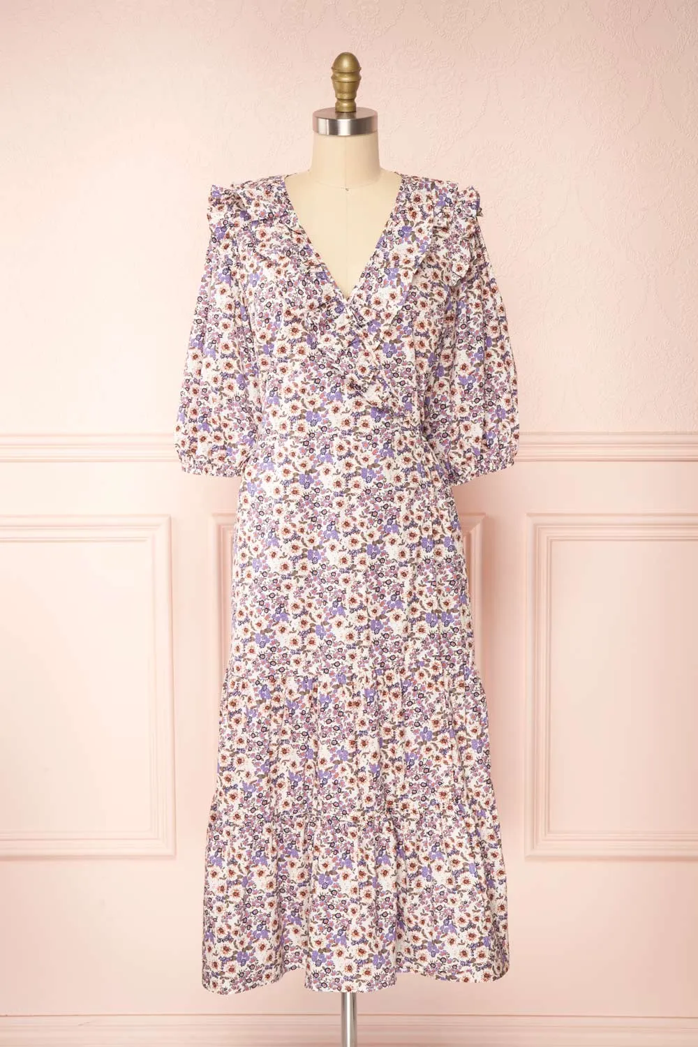 Myane | Floral Wrap Dress w/ Ruffles