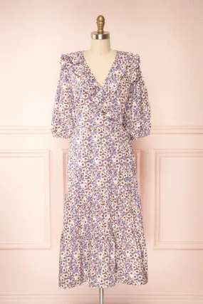 Myane | Floral Wrap Dress w/ Ruffles
